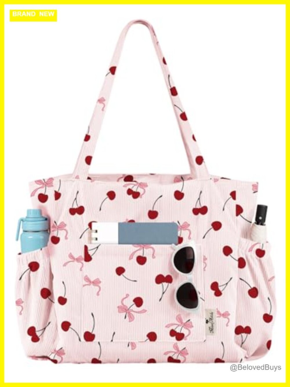 Corduroy Tote Bag Large Capacity Zipper Shoulder